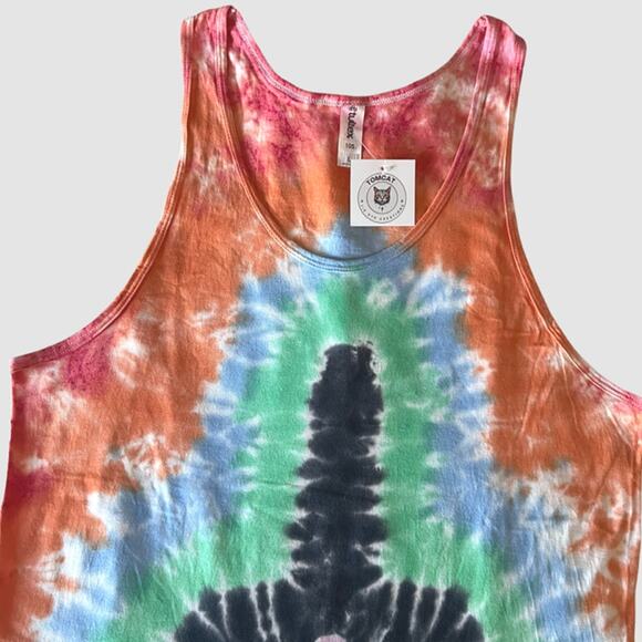 Tomcat Tie Dye Creations Men's Cat Back Design Tank Multi Color, NWT-Size Large - Picture 2 of 4